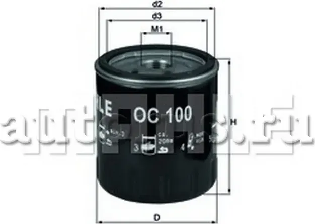 Фильтр масляный PEUGEOT Boxer/205-605/CITROEN/Lada Niva Diesel (Mahle/Knecht). Артикул OC100