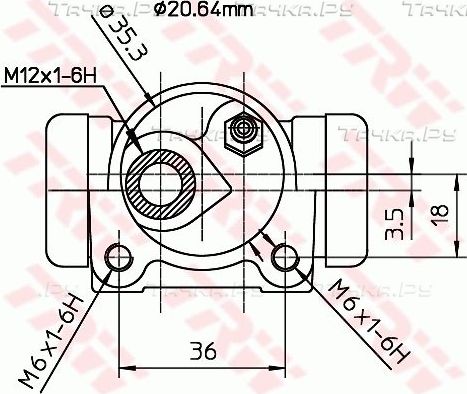 Тормозной цилиндр TRW (Чугун) задний левый для Peugeot 301 I 2012-2026. Артикул BWF166