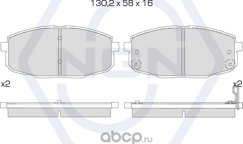 Колодки тормозные керамические, передние (NGN). Артикул 3501918