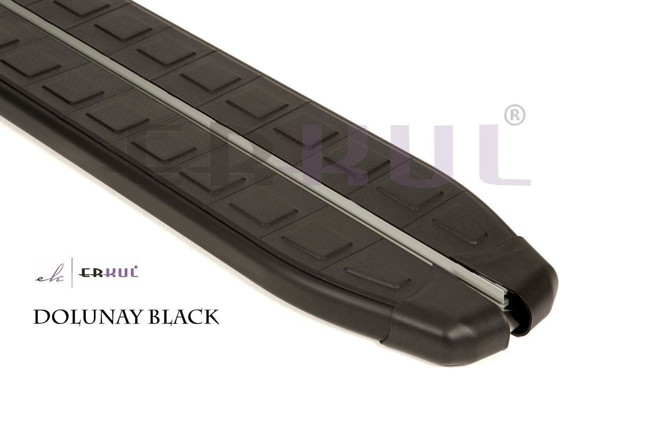 Пороги алюминиевые Erkul Dolunay Black для Fiat Fullback 2016-2026 ЧЕРНЫЕ. Артикул 05.DLM.01.16.S