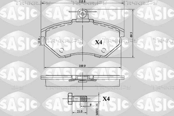 Тормозные колодки Sasic передние для Volkswagen Jetta II 1986-1991. Артикул 6216101