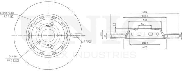 Диск тормозной (Unio). Артикул BRD-20422