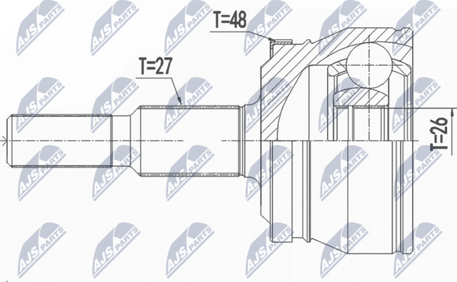 Шрус внутренний (граната) NTY задний для Dodge Challenger III 2007-2026. Артикул NPZ-CH-032