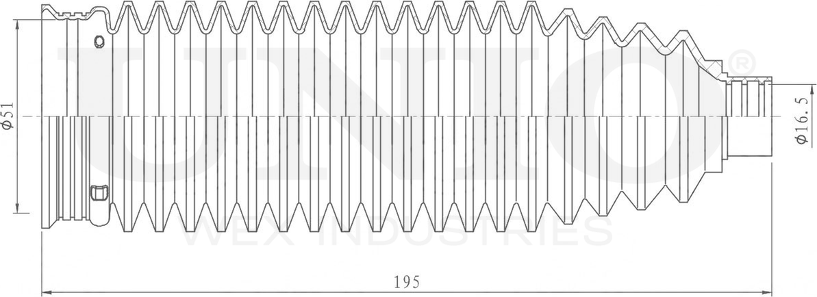 Пыльник рулевой рейки (Unio). Артикул DUC-20006