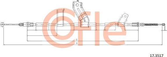 Трос ручника (тросик ручного тормоза) Cofle задний правый для Chevrolet Spark III 2010-2016. Артикул 92.17.3517