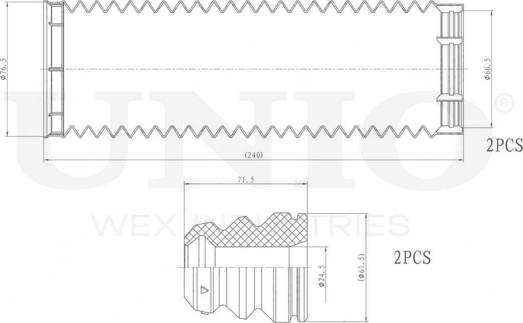 Отбойник и пыльник амортизатора, комплект (Unio). Артикул DUC-50087