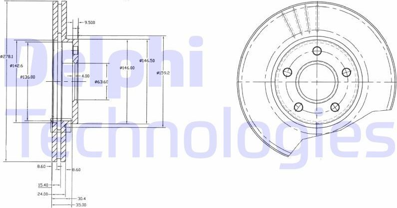 Тормозной диск Delphi. Артикул BG3826