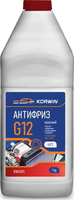 Антифриз KORWIN красный) готовый 1кг соответствует G12 Korwin. Артикул KWG12R1