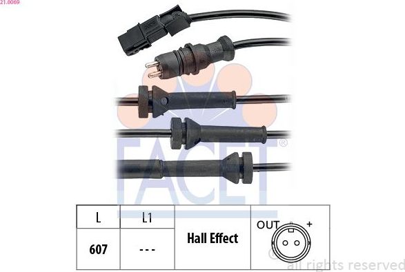 Датчик ABS Facet Made in Italy - OE Equivalent передний правый/левый для Renault Espace IV 2002-2015. Артикул 21.0069