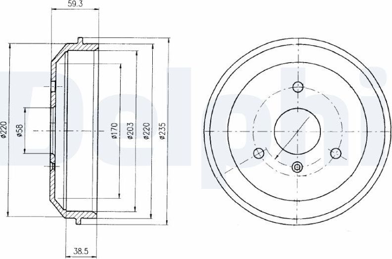 Тормозной барабан Delphi для Smart Fortwo II (W451) 2007-2015. Артикул BF465
