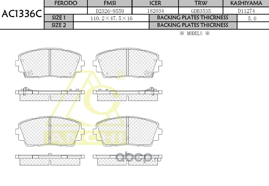 Тормозные колодки ANCHI AC1336C Anchi. Артикул AC1336C