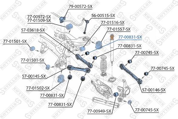 Сайлентблок заднего рычага подвески Stellox. Артикул 77-00831-SX