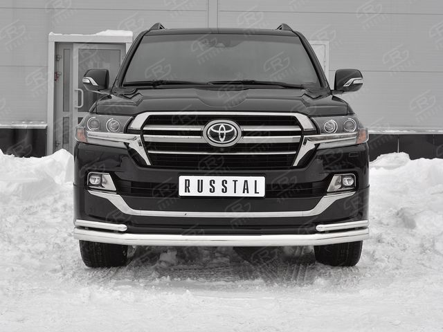 Защита RusStal переднего бампера d76 секции-d42 уголки для Toyota Land Cruiser 200 Executive Lounge 2018-2021. Артикул TLCZ-003118