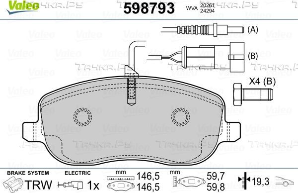 Тормозные колодки Valeo передние для Fiat Croma II 2005-2011. Артикул 598793