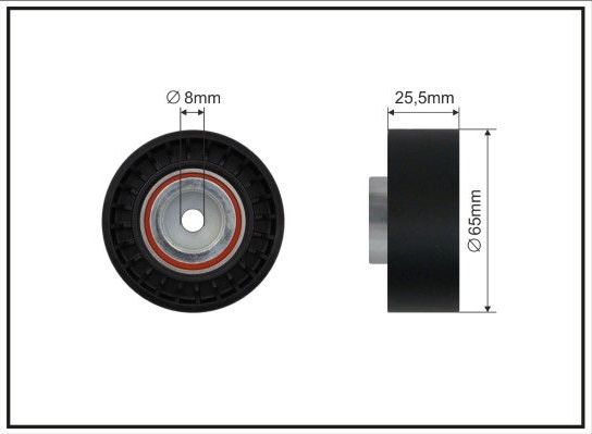 Направляющий (ведущий) ролик приводного поликлинового ремня Caffaro (полимерный материал). Артикул 05-06