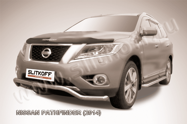 Защита Slitkoff переднего бампера d57 Волна для Nissan Pathfinder R52 2014-2026. Артикул NIP14-002