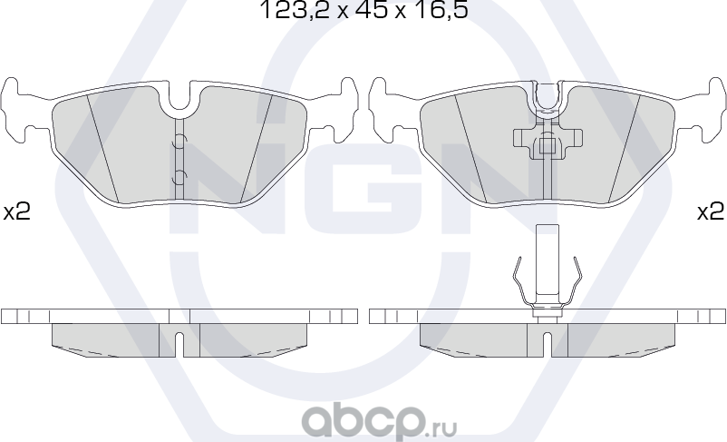 Колодки тормозные керамические, задние (NGN). Артикул 3501579