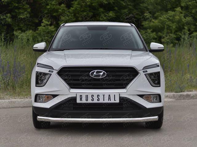 Защита RusStal переднего бампера d63 секции для Hyundai Creta II 2021-2026. Артикул HCRZ-003817