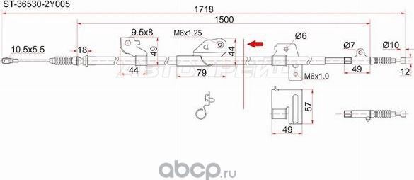 ТРОС РУЧНИКА NS CEFIRO A33 98-, -RH (SAT). Артикул ST365302Y005