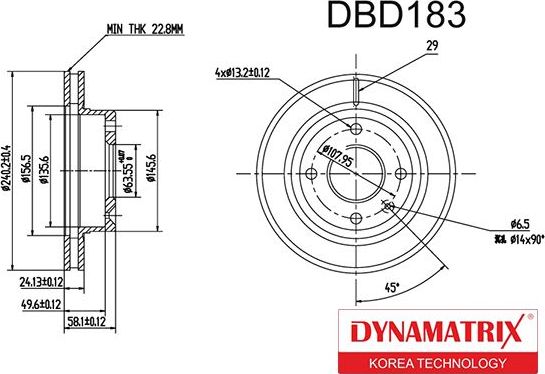 Тормозной диск Dynamatrix. Артикул DBD183