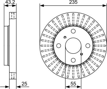 Тормозной диск Bosch передний для Toyota Probox I 2002-2014. Артикул 0 986 479 W10