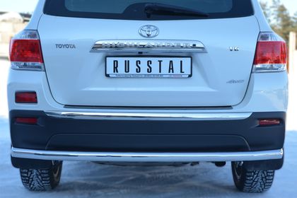 Защита RusStal заднего бампера d63 (секции) для Toyota Highlander II 2010-2014. Артикул THZ-001255
