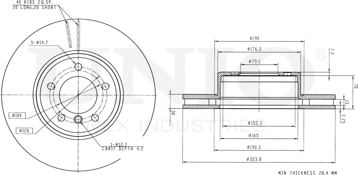 Диск тормозной (Unio). Артикул BRD-20248