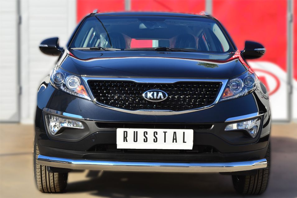 Защита RusStal переднего бампера d76 (секции) для Kia Sportage III 2014-2026. Артикул KSGZ-001666