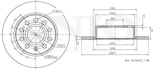 Диск тормозной (Unio). Артикул BRD-20010