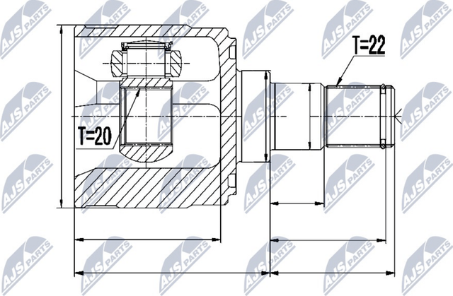 Шрус внутренний (граната) NTY передний для Kia Picanto I 2004-2011. Артикул NPW-KA-329