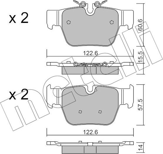 Тормозные колодки Metelli задние для MINI Clubman II (F54) 2019-2026. Артикул 22-1267-0