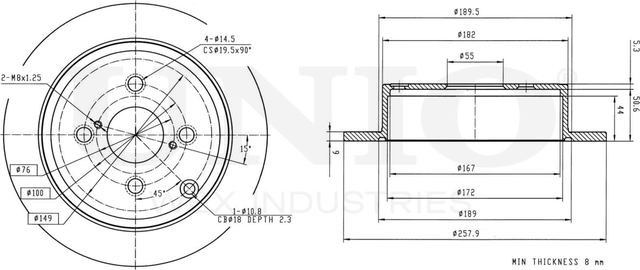 Диск тормозной (Unio). Артикул BRD-20113