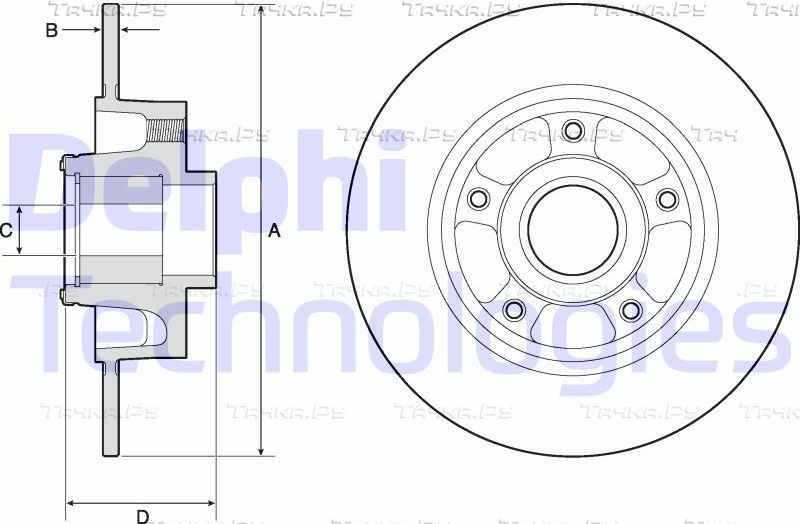 Тормозной диск Delphi задний для Renault Grand Scenic III 2009-2015. Артикул BG9137RS