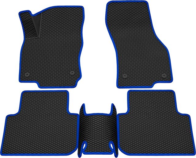 Коврики Rezkon 3D EVA Ромб резиновые для салона Skoda Karoq 2020-2026 Синий кант. Артикул 9230035103