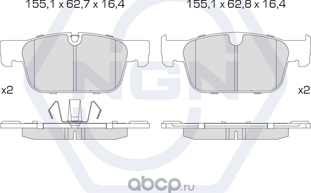 Колодки тормозные керамические, передние (NGN). Артикул 3502452