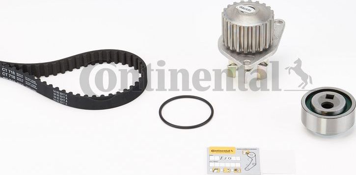 Помпа (водяной насос) с комплектом ремня ГРМ ContiTech. Артикул CT718WP1