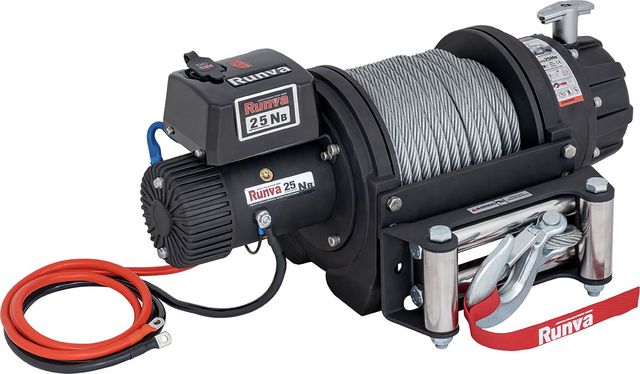 Лебёдка электрическая 12V Runva 25000 lbs (влагозащищенная) стальной трос. Артикул EWB25000S