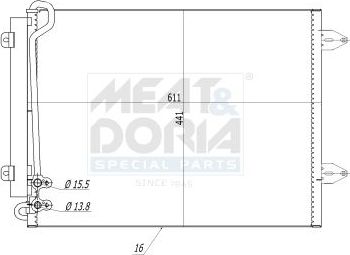 Радиатор кондиционера (конденсатор) Meat & Doria для Volkswagen Passat CC I 2008-2012. Артикул 991052