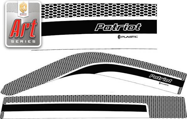 Дефлекторы СА Пластик для окон (Серия "Art" черная) УАЗ Patriot 2014-2026. Артикул 2010031510513