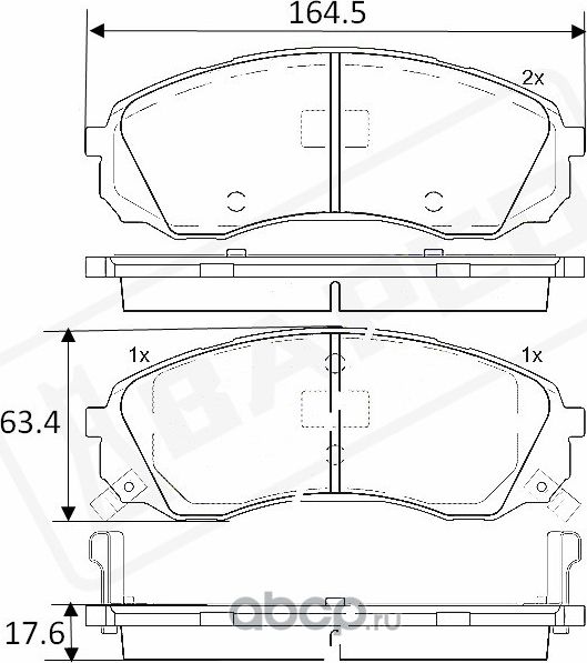 Колодки тормозные дисковые пер. HYUNDAI H-1 / STAREX 2.5 CRDi 10-, KI (Bapco). Артикул BP0627