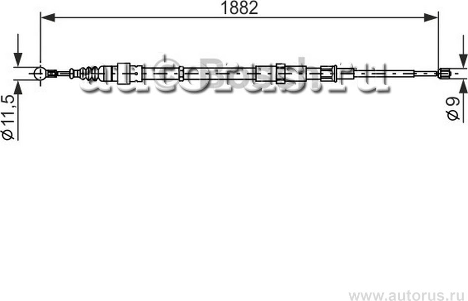 Трос ручного тормоза SKODA ROOMSTER 06- 1882мм (Bosch). Артикул 1987482193