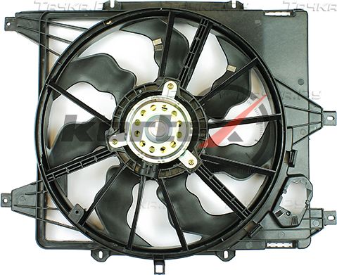 Вентилятор радиатора RENAULT LOGAN 04- A/C (LFc 0969) с кожухом с резистором (Kortex). Артикул KFD072