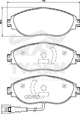 Дисковые тормозные колодки (Tyren). Артикул TYR1222301