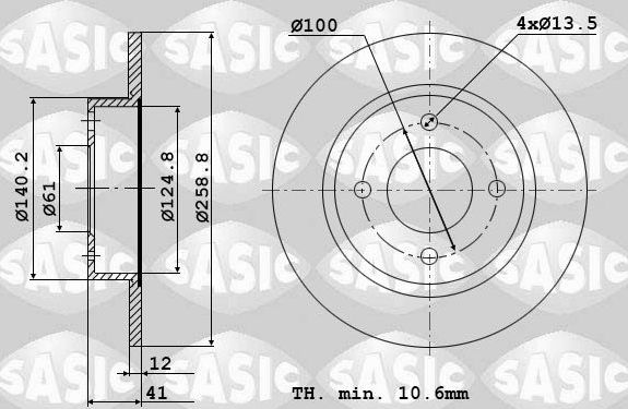 Тормозной диск Sasic. Артикул 6104001