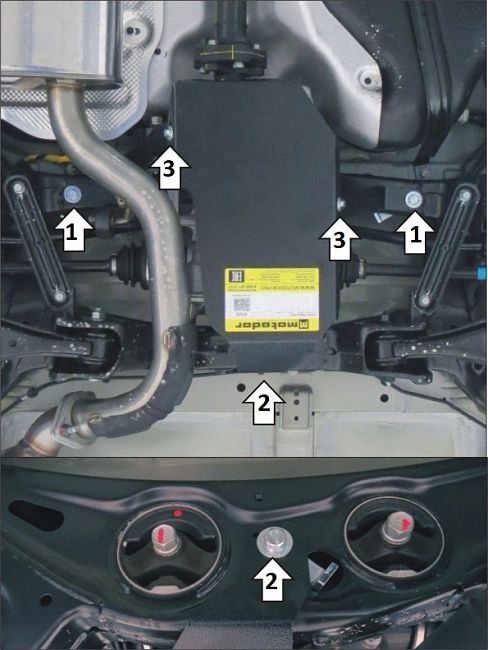 Защита Мотодор для заднего дифференциала Kia Sorento II рестайлинг 2012-2020. Артикул 01035