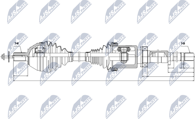 Полуось (привод в сборе, приводной вал) NTY передняя правая для Volvo S80 II 2006-2016. Артикул NPW-VV-039