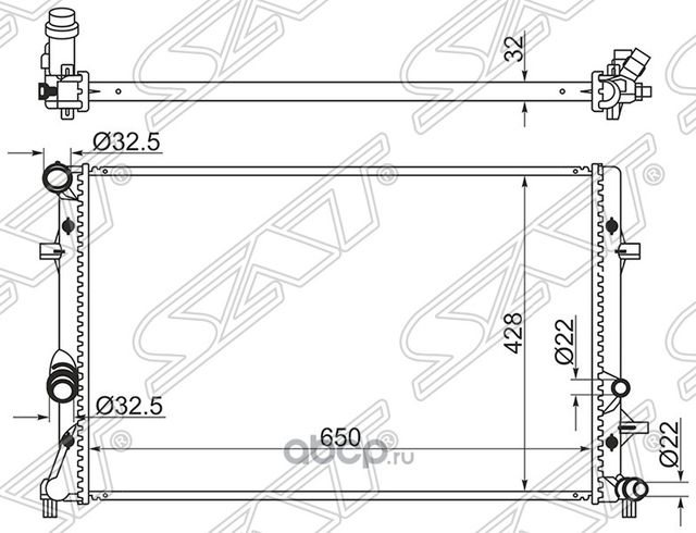 Радиатор AUDI A3 08-13/SKODA OCTAVIA/YETY 09-/VW GOLF/JETTA/TOURAN 09- 1.2 SAT VW00084. Артикул VW00084