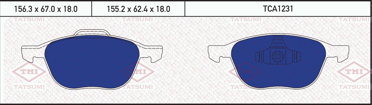 Колодки тормозные передние FORD Focus/C-Max 2003- MAZDA 3 2003- VOLVO S40 2003 (Tatsumi). Артикул TCA1231