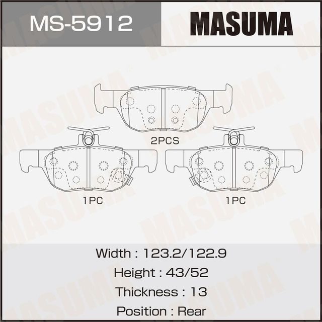 Колодки дисковые MASUMA P49064 rear Masuma. Артикул MS5912