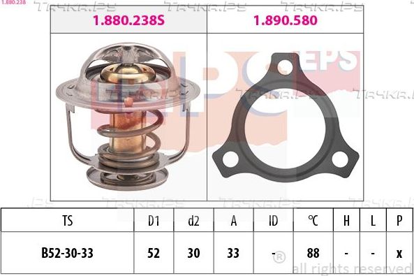 Термостат EPS Made in Italy - OE Equivalent для Toyota HiAce H100 1987-2004. Артикул 1.880.238